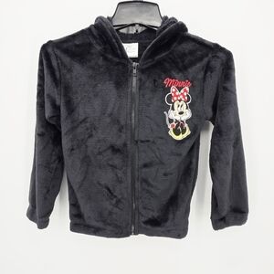 Disney Minnie Mouse Black Plush Hoodie for Kids 7-8